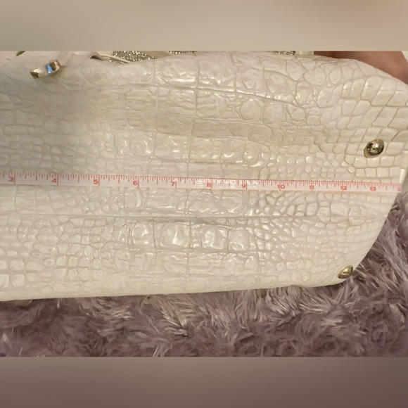 JIMMY CHOO Authentic Ivory Rhea Leather Croc Luxe Handbag - Picture 8 of 16